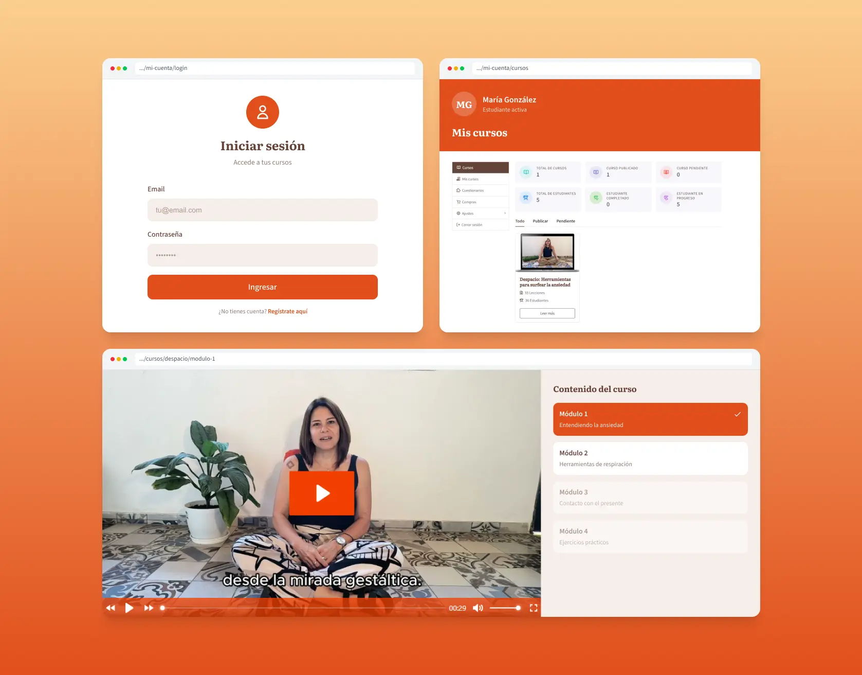 Plataforma e-learning con módulos