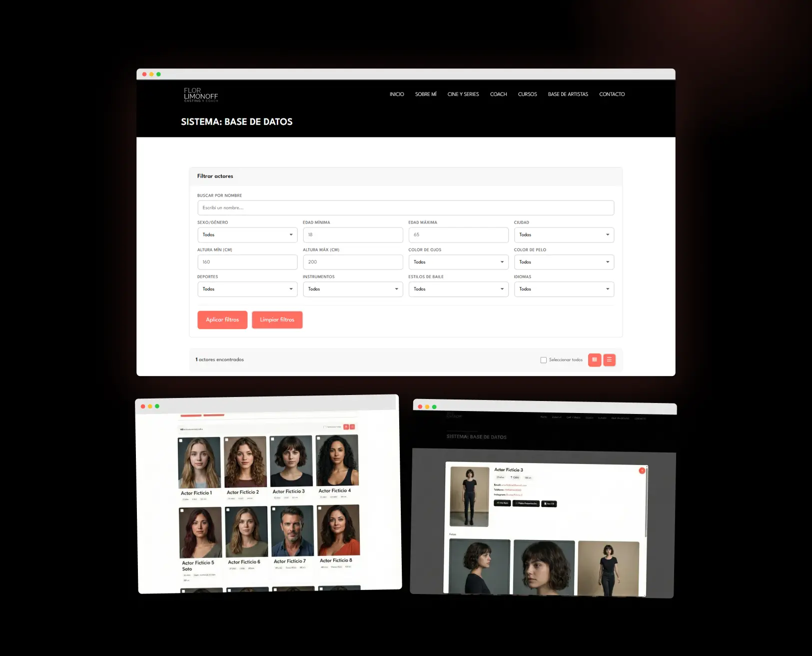 Flor Limonoff — sistema de base de datos de actores
