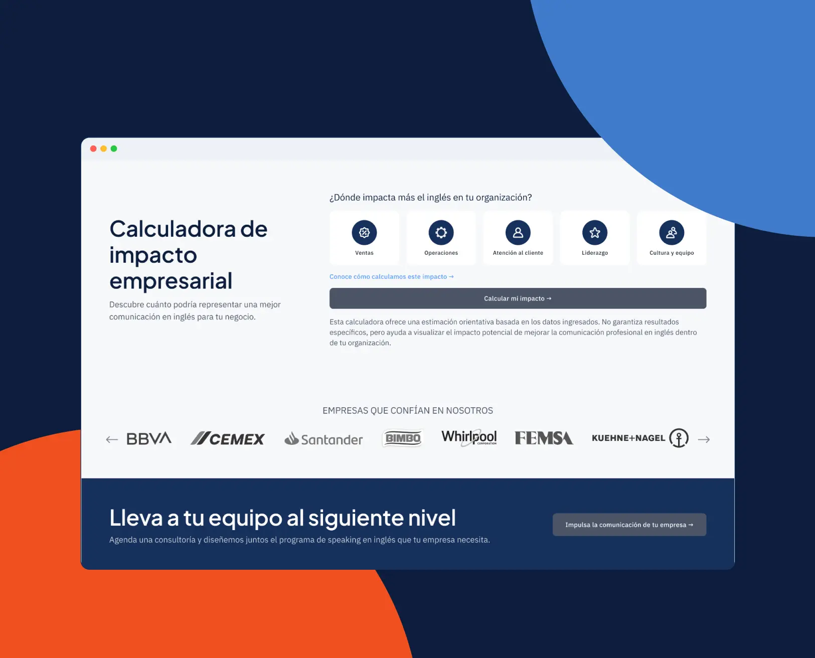 Calculadora de impacto empresarial de Start Speaking Today